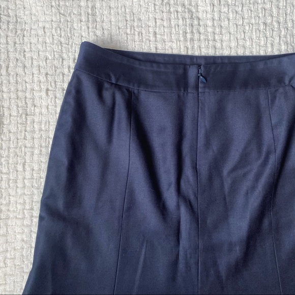 J Crew wool flared pencil work career midi skirt navy blue sz 6 - Picture 6 of 7